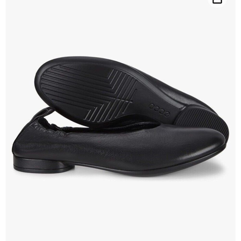 ECCO Women Anine Classic Ballet Flat Slip On Shoes Us 7 Leather Black